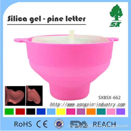 Low MOQ Microwave Silicone Popcorn Maker/ Popper with Heart Shape Handle